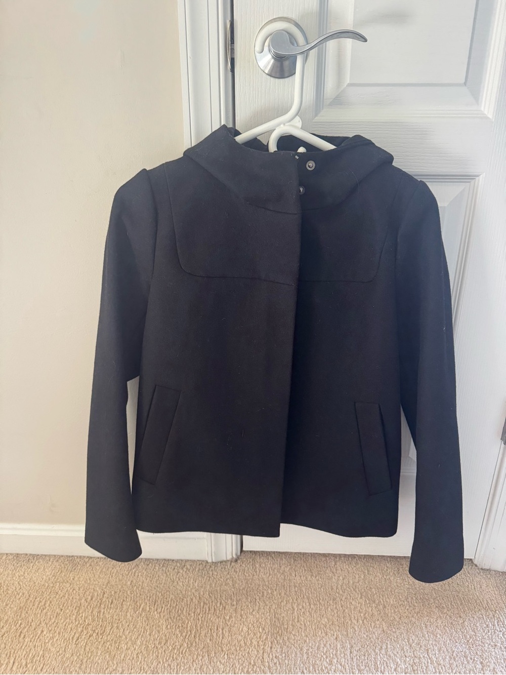 J. Crew Black Melton Wool Coat